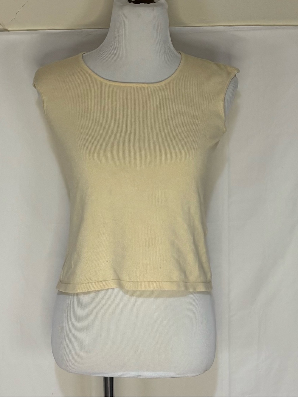 Petite Sophisticate Cream Ribbed Sleeveless Tank
